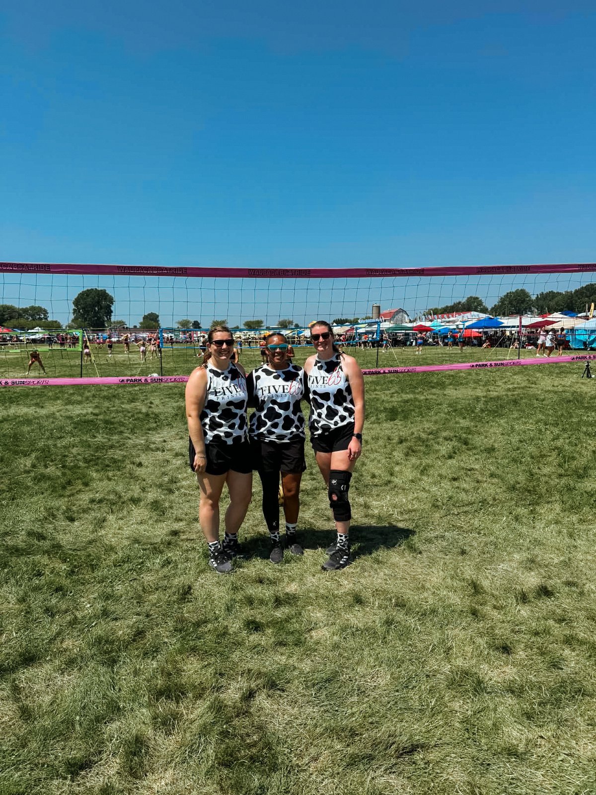 Team wearing custom FIVE63 Prints cow print jerseys