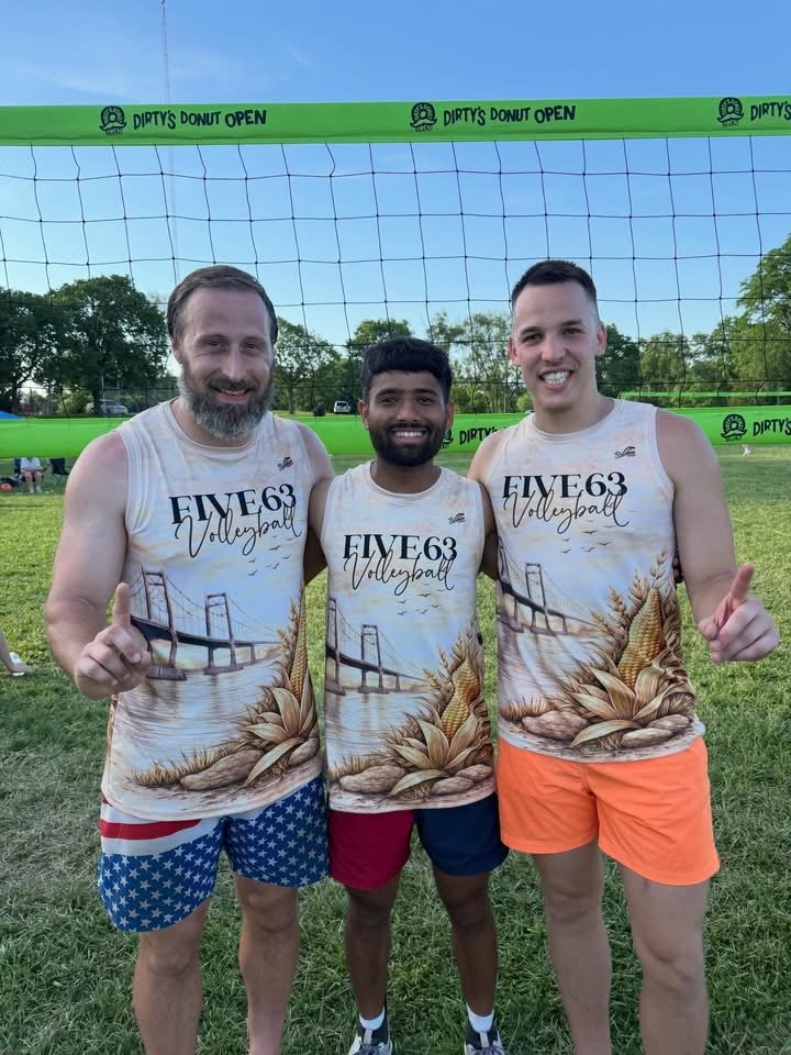 FIVE63 Volleyball team wearing custom jerseys at Dirty's Donut Open