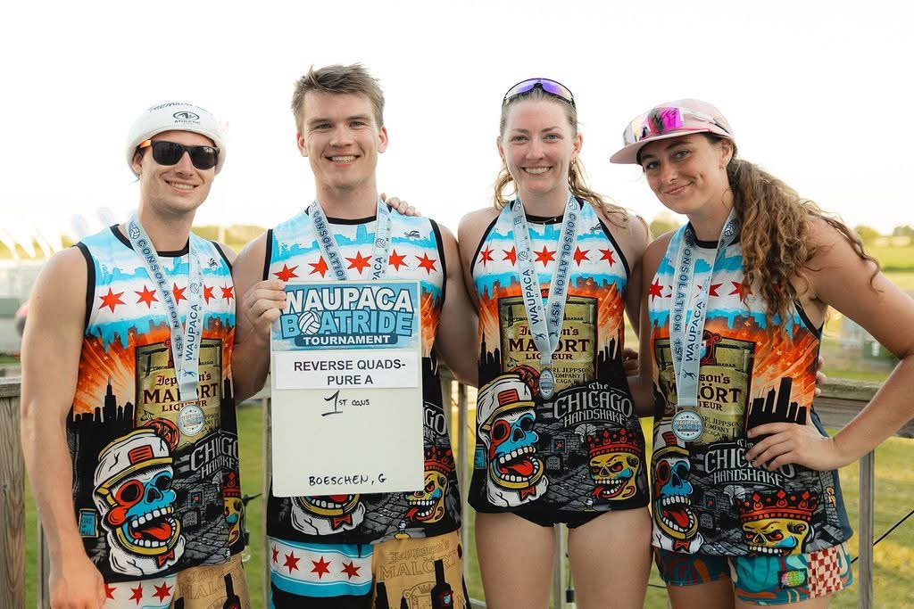 Tournament winning team wearing custom Chicago Malort jerseys
