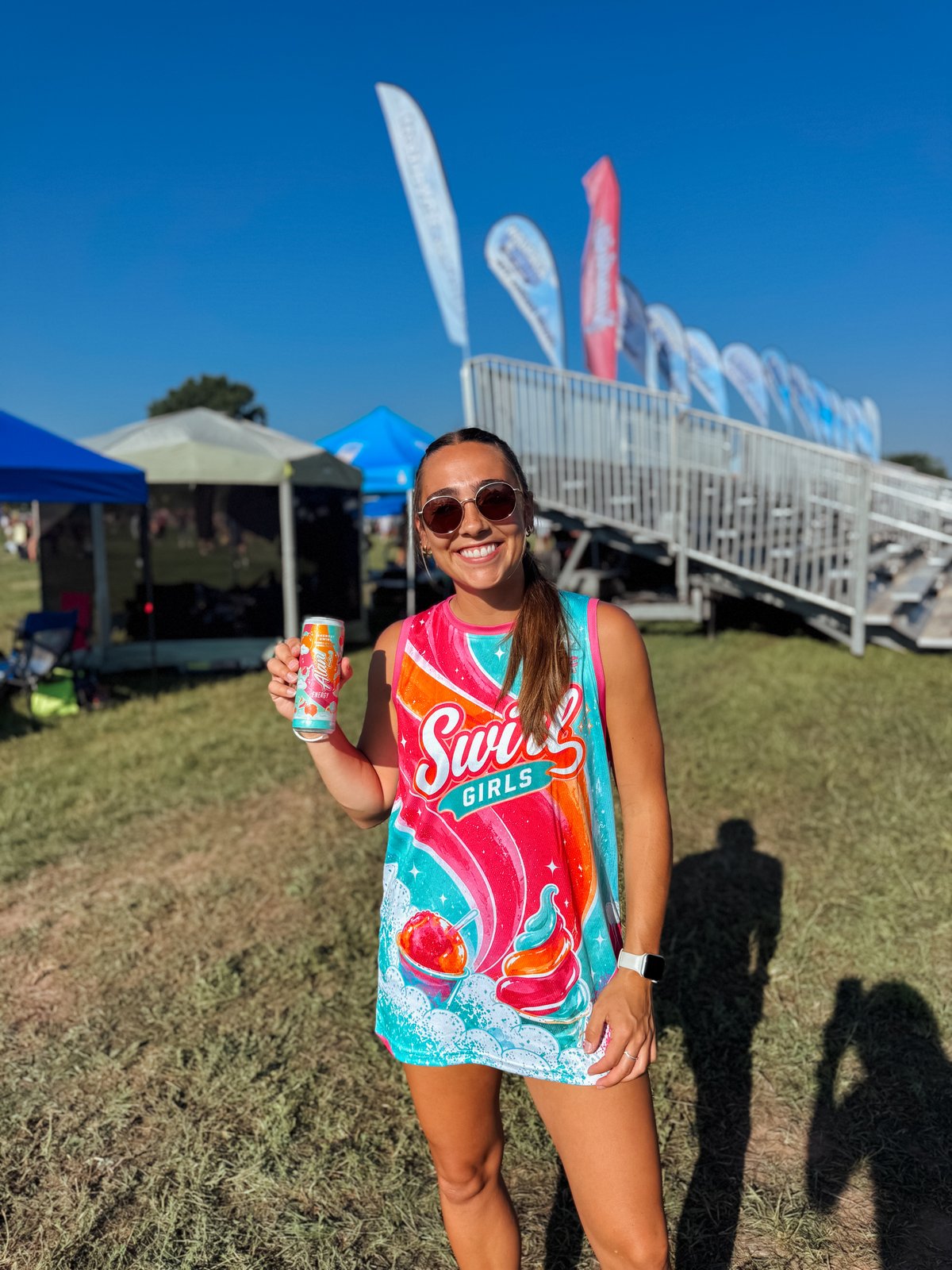 Swirl Girls custom jersey worn at an outdoor tournament