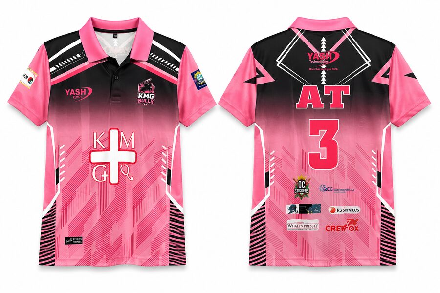 KMG Bulls pink and black custom sublimation jersey