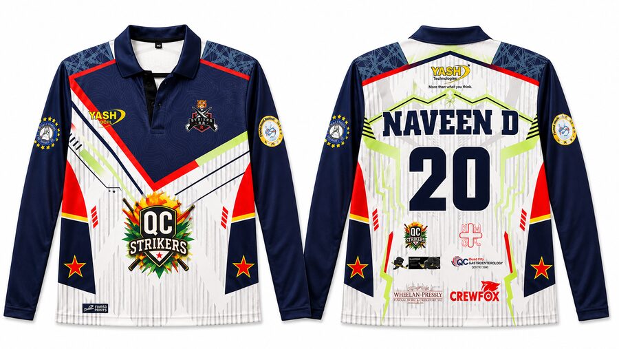 QC Strikers navy custom long sleeve jersey