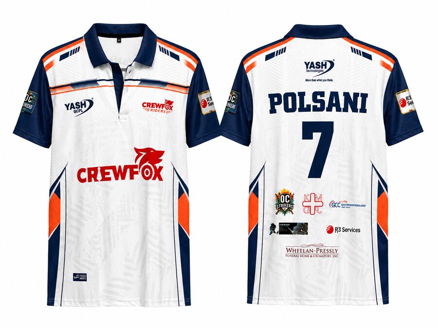 Crewfox Riders navy and white custom sublimation jersey